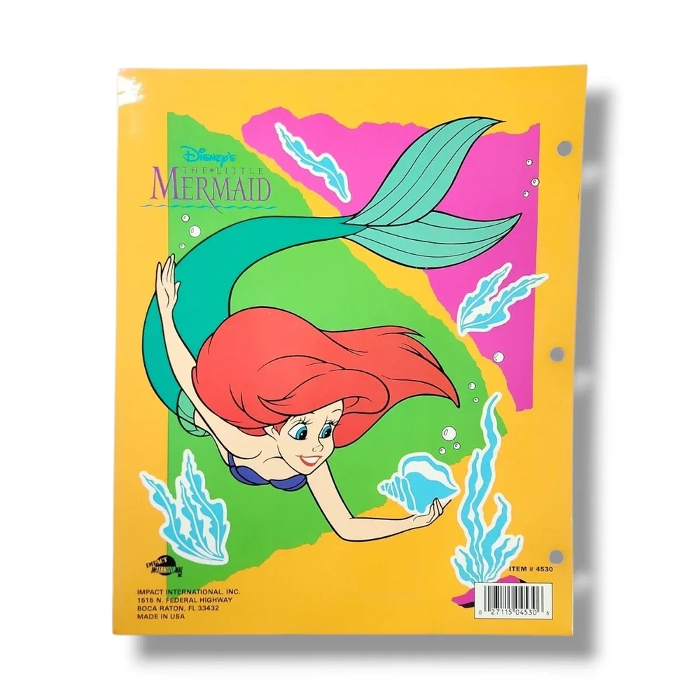 Vintage 90s The Little Mermaid Pocket Folder‎ Impact International EUC
